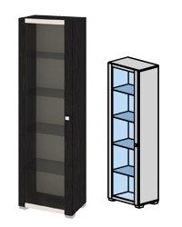 Шкаф низкий с 1-ой дверью со стеклом «Фиджи» Ш1д(09)_34_18 ВЦКДБ (Ш×Г×В): 539×368×1776 ― Мандарин мебель Сочи