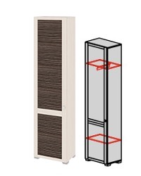 Шкаф комбинированный левый с 1-ой дверью «Фиджи» ШК(07)_23L ДБККД (Ш×Г×В): 539×368×2125 ― Мандарин мебель Сочи