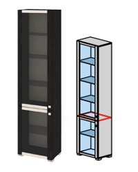 Шкаф комбинированный с 2-мя дверями со стеклом «Фиджи» ШК(07)_32-31_18 ВЦКДБ (Ш×Г×В): 539×368×2125 ― Мандарин мебель Сочи