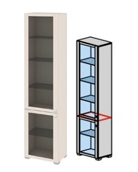 Шкаф комбинированный с 2-мя дверями со стеклом «Фиджи» ШК(07)_32-31_18 ДБККД (Ш×Г×В): 539×368×2125 ― Мандарин мебель Сочи