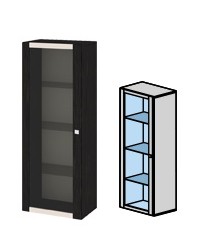Шкаф-надстройка с 1-ой дверью со стеклом «Фиджи» ШН(11)_32_18 ВЦКДБ (Ш×Г×В): 539×368×1401